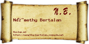 Némethy Bertalan névjegykártya
